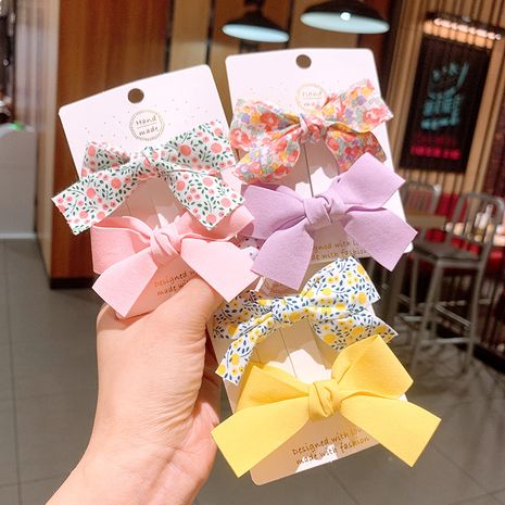 Korea fashion new cute  floral bow hairpin children's duckbill clip  cute bangs clip side clip hairpin set's discount tags