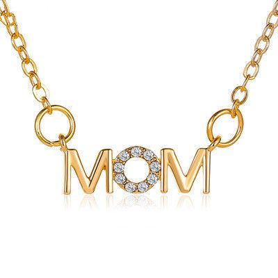 Fashion simple English letter necklace mother pendant clavicle chain MOM mother's day necklace's discount tags