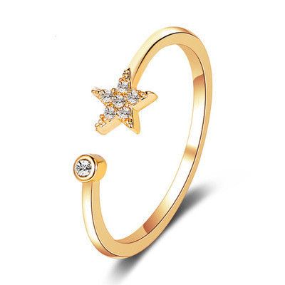 nouvelle bague étoile à cinq branches simple bague d'ouverture en diamant nihaojewelry's discount tags