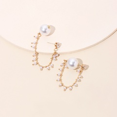 Korea's designer pearl earrings high-end sense of long tassel rhinestone earrings wholesale nihaojewelry