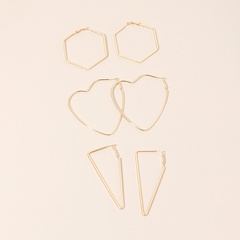 new trendy exaggerated fashion retro hexagonal simple triangle heart-shaped metal earrings wholesale nihaojewelry