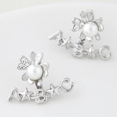 Korean style fashion simple letter sweet flower earrings wholesale nihaojewelry