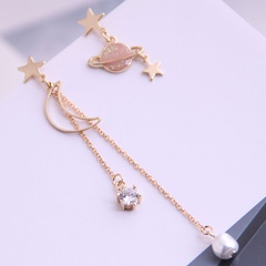 Boutique Korean fashion sweet star and moon asymmetrical earrings wholesale nihaojewelry