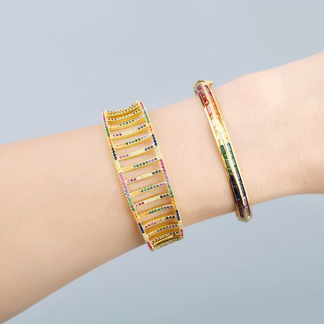 Bracelet en zircon de couleur micro-incrusté de mode originale bracelet en diamant géométrique simple en gros nihaojewelry's discount tags