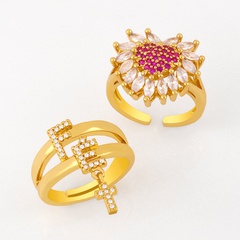 Fashion all-match ring women copper ring micro diamond zircon love open ring wholesale nihaojewelry