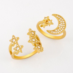 Fashion all-match simple copper ring women birthday star moon shape open ring wholesale nihaojewelry