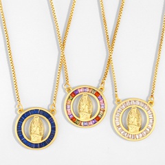hot style hip-hop accessories gold-plated diamonds Catholic Virgin Mary pendant necklace wholesale nihaojewelry