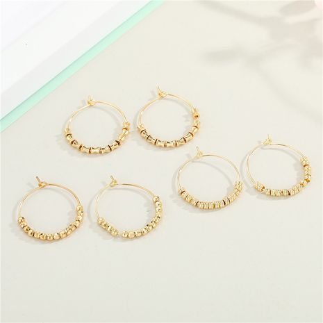 Fashion simple all-match color-preserving gold earrings handmade beaded earrings wild basic copper ear accessory birthday nihaojewelry's discount tags