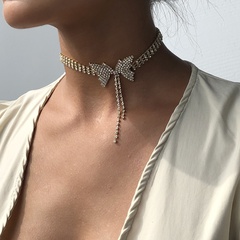 Moda full diamond bow collar corto tendencia de la moda gargantilla collar joyería venta caliente venta al por mayor nihaojewelry