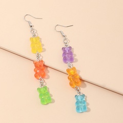Fashion creative all-match ring candy color resin bear earrings fun long earrings wholesale hot sale nihaojewelry