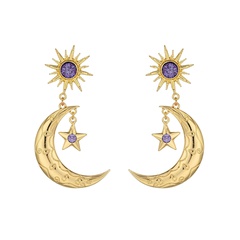 hot selling earrings fashion purple earrings alloy diamond star moon earrings wholesale nihaojewelry