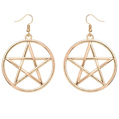 Fashion trend simple exquisite metal circle big five-pointed star six-pointed star earrings wholesale nihaojewelry