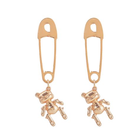 creative new earrings Brown bear exaggerated pin earrings bear earrings wholesale nihaojewelry's discount tags