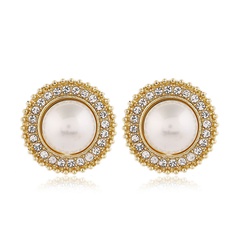 925 silver needle earrings fashion simple and versatile flash diamond pearl geometric shape earrings for women nihaojewelry