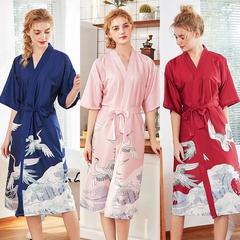 Fashion silk women pajamas ladies  long  red dressing gown home night gown nihaojewelry