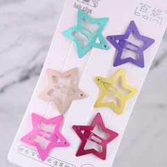 Horquilla de moda para niños Pinza de pelo linda para niños de color caramelo Pinza de estrella de cinco puntas Pinza lateral Pinza pequeña de Corea