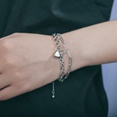 Korean fashion retro titanium steel heartshaped lock doublelayer bracelet wholesale nihaojewelrypicture13