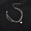 Korean fashion retro titanium steel heartshaped lock doublelayer bracelet wholesale nihaojewelrypicture14