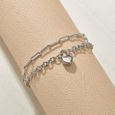 Korean fashion retro titanium steel heartshaped lock doublelayer bracelet wholesale nihaojewelrypicture15
