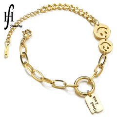 Korean new smiley face bracelet design bracelet simple retro titanium steel jewelry wholesale nihaojewelry
