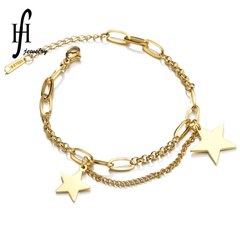 Fashion five-pointed star bracelet titanium steel bracelet simple and versatile stainless steel bracelet wholesale nihaojewelry