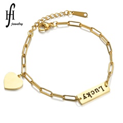 Korean Fashion Luck Bracelet Simple Long Geometric Bracelet Love Stainless Steel Bracelet wholesale nihaojewelry
