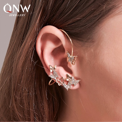 new three-piece earrings creative butterfly earring ear clip trendy earrings wholesale nihaojewelry's discount tags