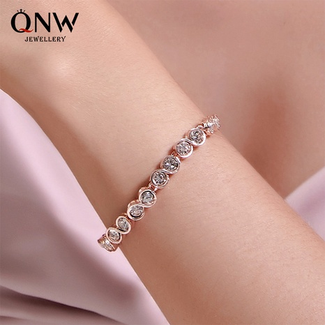 Pulsera de cristal clásico coreano simple ronda circón pulsera joyería al por mayor nihaojewelry's discount tags