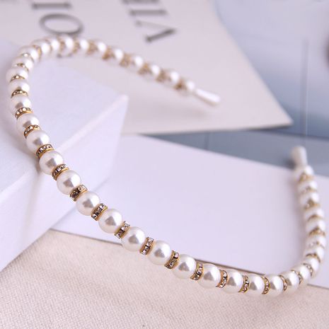 Diadema simple salvaje de moda coreana para damas diadema de aleación de diamantes perla salvaje brillante's discount tags