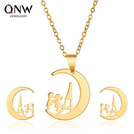 Mode nouvelles décorations bijoux collier de lune pour couple boucles d'oreilles de personnage de dessin animé cadeau de la Saint-Valentin nihaojewelry's discount tags