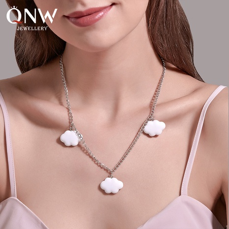 Fashion new cute cloud necklace simple cartoon clavicle chain alloy clavicle chain nihaojewelry's discount tags