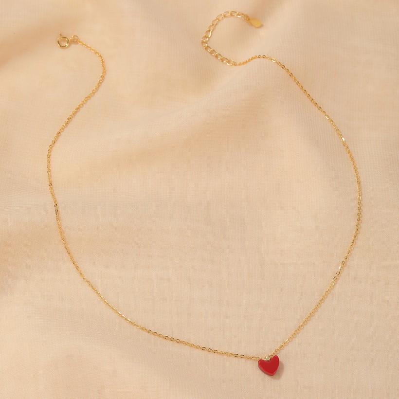 Bijoux Fantaisie Colliers | Collier De Mode Coren Simple Amour Rouge Vitalit Fille Sauvage Petit Coeur Rouge Pendentif Chane De La Clavicule En Gros - NU83565