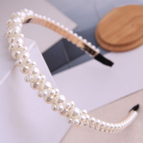 Korean fashion versatile simple elegant pearl hair accessory alloy headband for women's discount tags