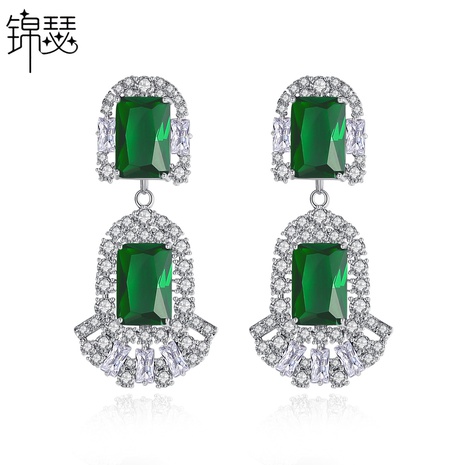 fashion Korean sweet square ladies copper inlaid zirconium earrings wholesale nihaojewelry's discount tags