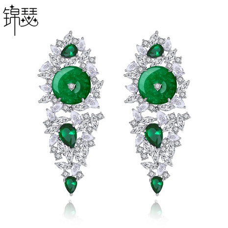 fashion banquet ladies earrings green chalcedony long earrings gift wholesale nihaojewelry's discount tags