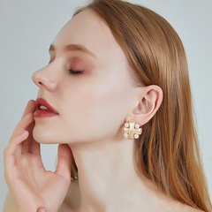 Fashion new earrings simple s925 silver needle X-shaped earrings cross pearl earrings alloy earrings nihaojewelry