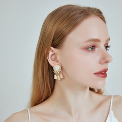 new silver needle baroque style pearl earrings long life lock tassel earrings wholesale nihaojewelry