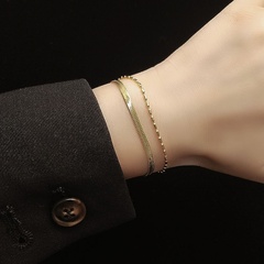 Rice beads exquisite chain combination double-layer bracelet titanium steel plated gold bracelets wholesale nihaojewelry