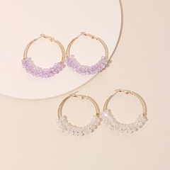 Coréen exagéré géométrique grand cercle violet boucles d'oreilles en cristal transparent hipster boucles d'oreilles simples en gros nihaojewelry