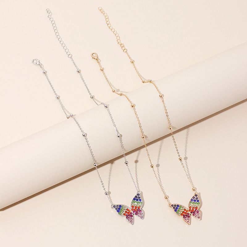 Fashion simple Butterfly Pendant Necklace Korean super fairy diamond exquisite womens clavicle chain nihaojewelry
