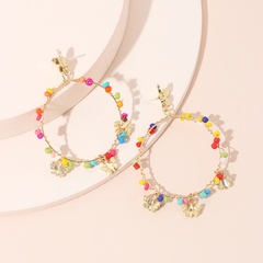 Pendientes colgantes de mariposa de moda exagerados geométricos grandes círculos de color aretes de cuentas de arroz al por mayor nihaojewelry