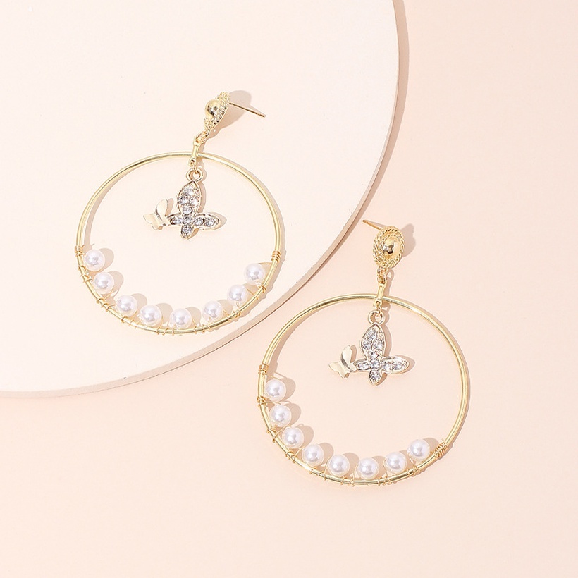 Bijoux Fantaisie Boucles Doreilles | Allmatch Diamant Papillon Pendentif Cercle Gomtrique Boucles Doreilles Perles En Gros Nihaojewelry - PU77724