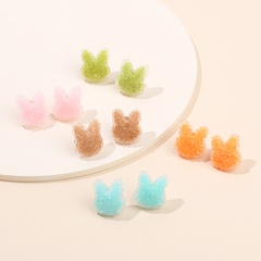 Korean candy color fashion earrings cute small resin rabbit earrings simple wild love star earrings for women nihaojewelry