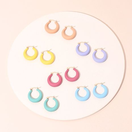 Boucle d'oreille rétro couleur bonbon coréen boucles d'oreilles géométriques rondes givrées boucles d'oreilles en gros nihaojewelry's discount tags