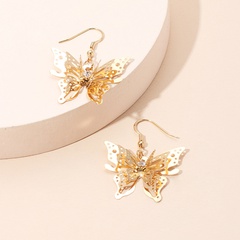 Modèles de vente chaude de mode boucles d'oreilles en zircon boucles d'oreilles papillon en trois dimensions en or pour femmes nihaojewelry