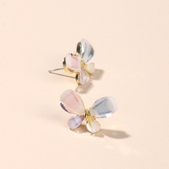 Korea Fashion Stained Glass Rhinestone Earrings Popular Jewelry Sweet Butterfly Silver Earrings wholesale nihaojewelry