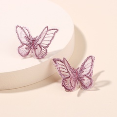 Korea new trendy three-dimensional chiffon butterfly earrings fashion earrings wholesale nihaojewelry