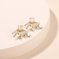 Mode coréenne vente chaude opale étoile boucles d'oreilles en argent boucles d'oreilles créatives en perles de zircon en gros nihaojewelry