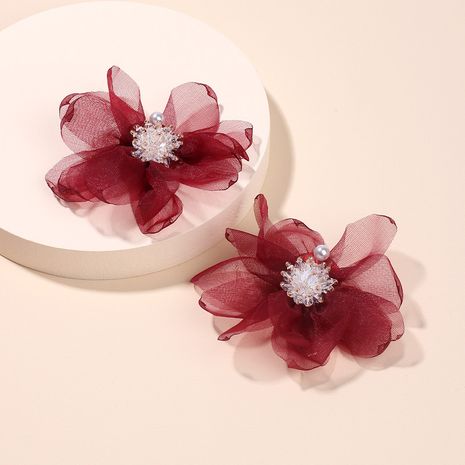 Fashion fairy chiffon flower earrings netting crystal beads flower cloth earrings for women wholesale nihaojewelry's discount tags