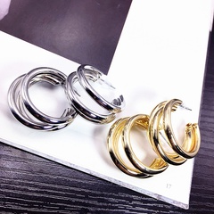 All-match new Korean fashion trendy metal alloy earrings multi-layer trend simple earrings wholesale nihaojewelry